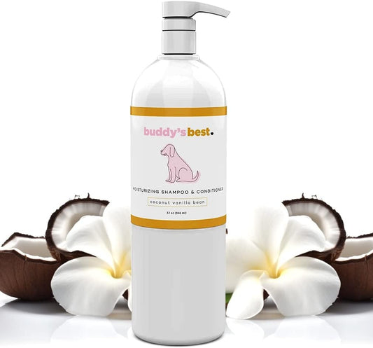 Oatmeal Dog Shampoo and Conditioner for Sensitive Skin - Moisturizing Puppy Wash with Coconut Vanilla Bean Scent, 32 Oz