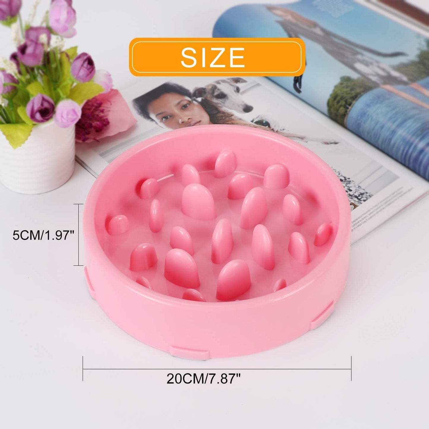 Eco-Friendly Slow Eating Dog Feeder Bowl - Non-Toxic, Choking Prevention Design for Healthy Eating (Size S-M, New Pink)