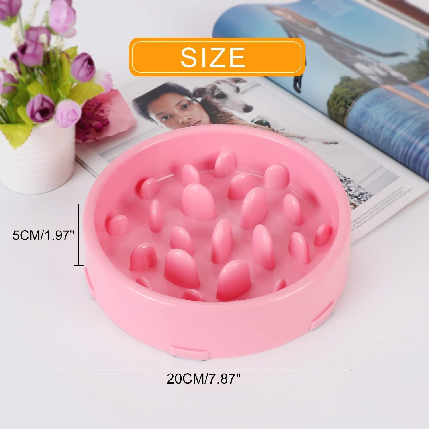 Eco-Friendly Slow Eating Dog Feeder Bowl - Non-Toxic, Choking Prevention Design for Healthy Eating (Size S-M, New Pink)