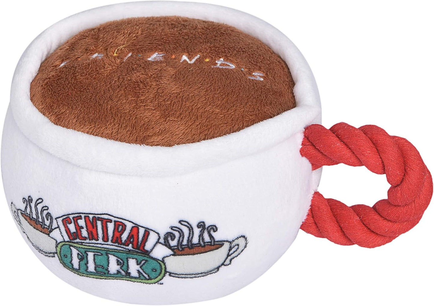 Central Perk Coffee Mug Plush Dog Toy with Rope Handle | Soft Squeaky Toy for Dogs | Stuffed Dog Toy with Squeaker for Enhanced Playtime, Friends Memorabilia