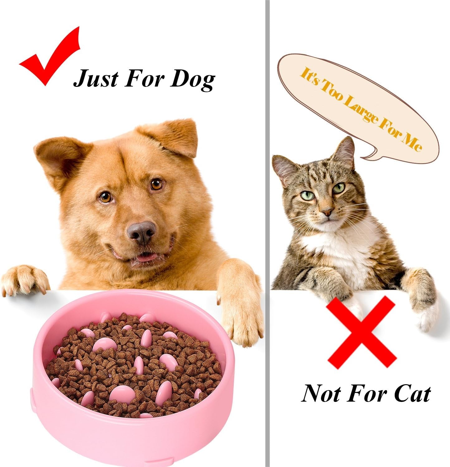 Eco-Friendly Slow Eating Dog Feeder Bowl - Non-Toxic, Choking Prevention Design for Healthy Eating (Size S-M, New Pink)