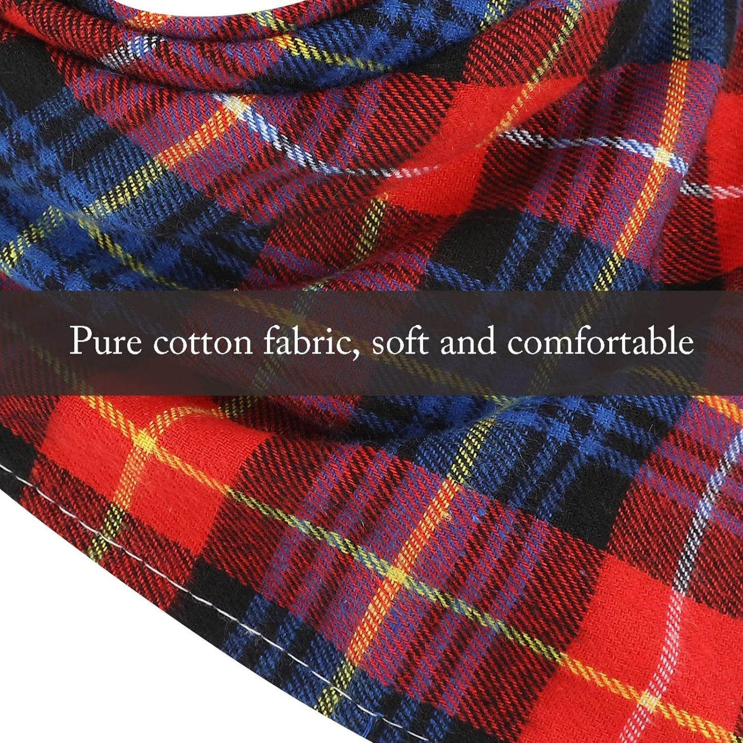 12-Piece Adjustable Plaid Dog Bandana Set - Triangle Bibs for Small to Medium Pets (Buffalo Plaid Design)