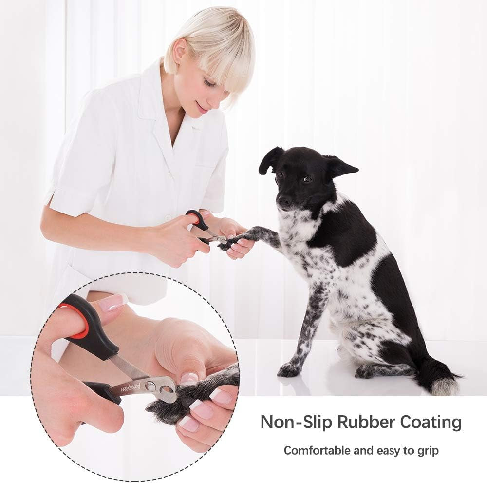 Professional Dog Nail Clipper and Trimmer Set with Stainless Steel Blades, Non-Slip Handles, Safety Guard, Ideal for All Pet Sizes, Includes Free Nail File