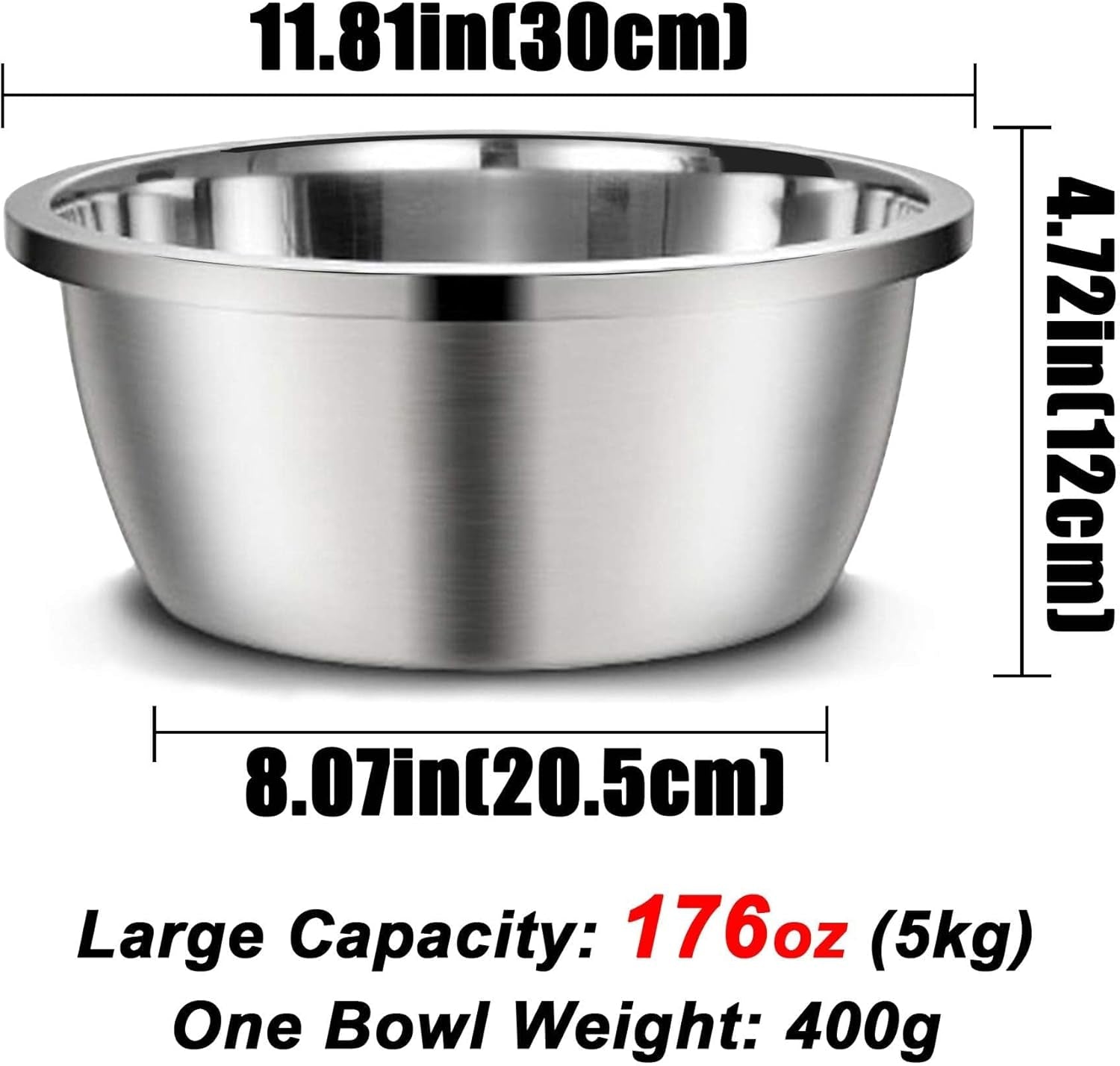 Premium Stainless Steel Dog Bowl Set for Large Breeds - 176 Oz (24 Cup) High Capacity Heavy-Duty, BPA-Free Food and Water Bowls (Set of 2)