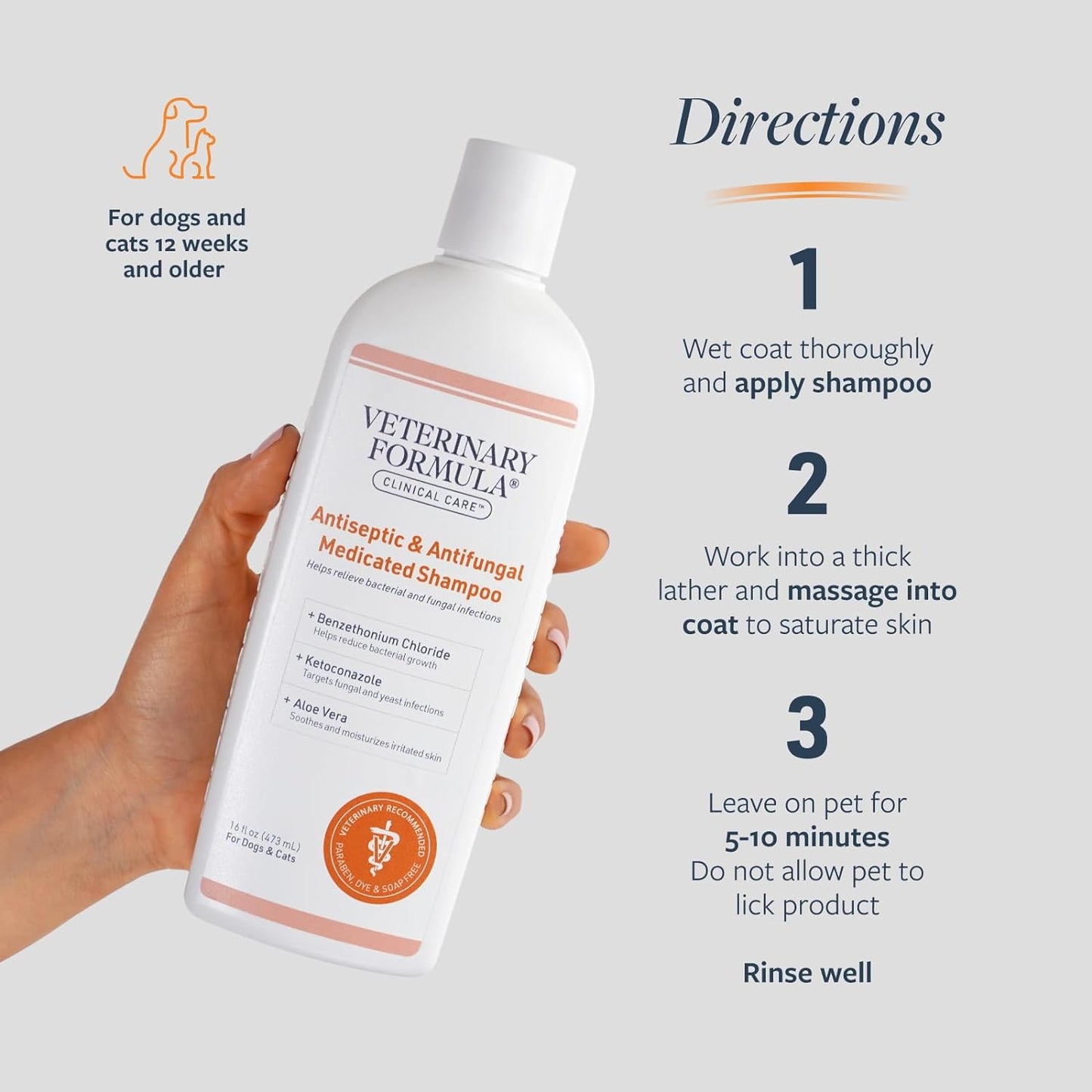 Clinical Care Antiseptic and Antifungal Medicated Shampoo for Dogs and Cats, 16 Fl Oz – Soothes Scaly, Oily, Red Skin – Paraben, Dye, and Soap-Free (Single Pack)