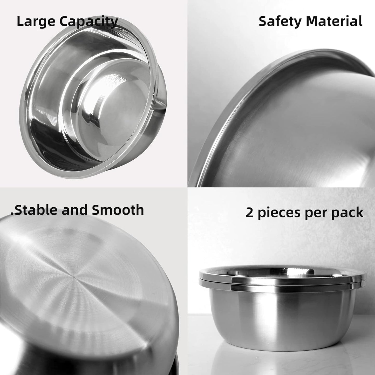 Premium Stainless Steel Dog Bowl Set for Large Breeds - 176 Oz (24 Cup) High Capacity Heavy-Duty, BPA-Free Food and Water Bowls (Set of 2)