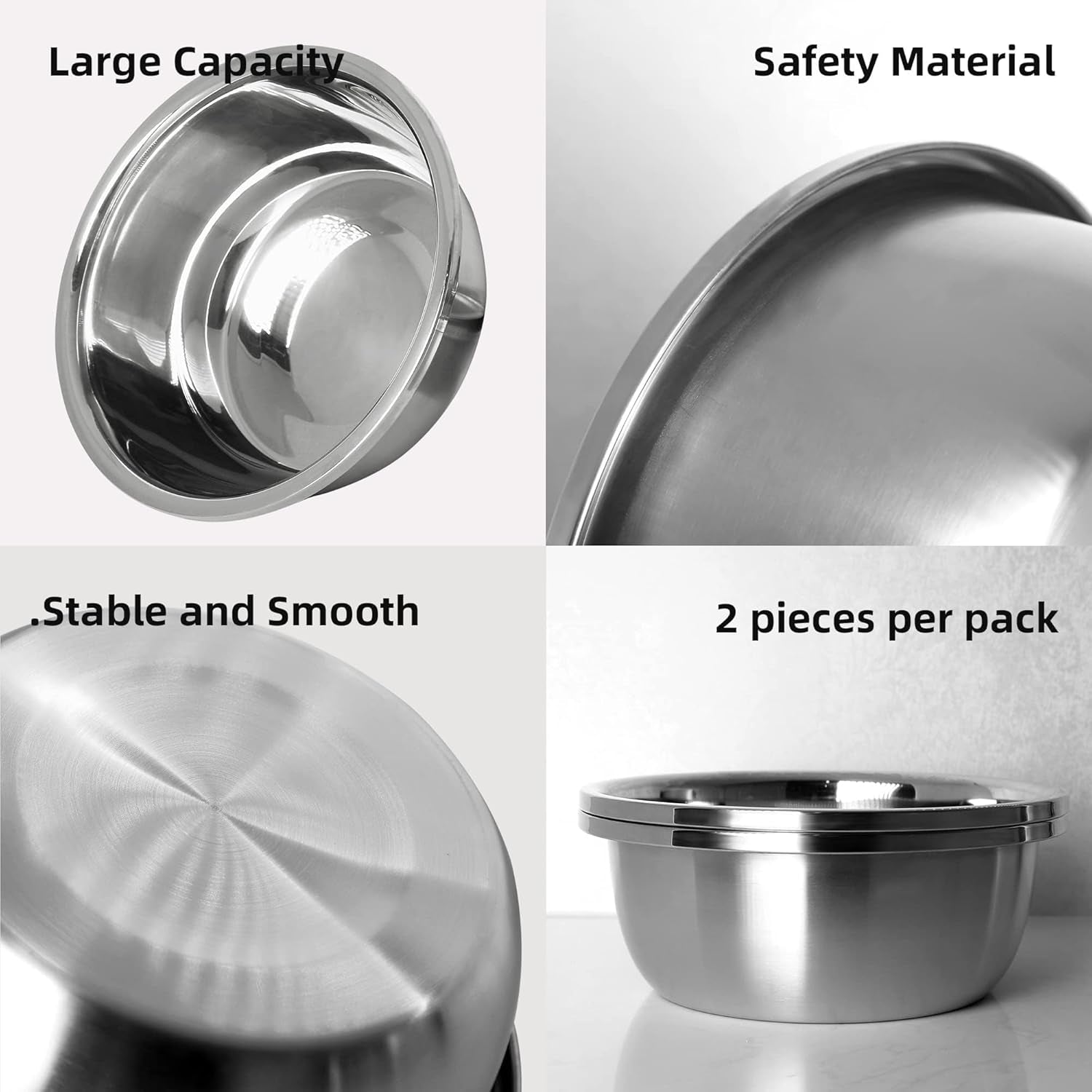 Premium Stainless Steel Dog Bowl Set for Large Breeds - 176 Oz (24 Cup) High Capacity Heavy-Duty, BPA-Free Food and Water Bowls (Set of 2)