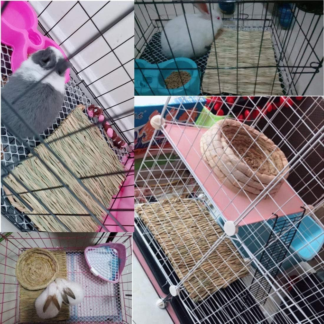 Grass Mat Set for Small Animals - 12PCS Woven Chew Toys and Bedding for Rabbits, Guinea Pigs, Chinchillas, Squirrels, Hamsters, Cats, and Dogs