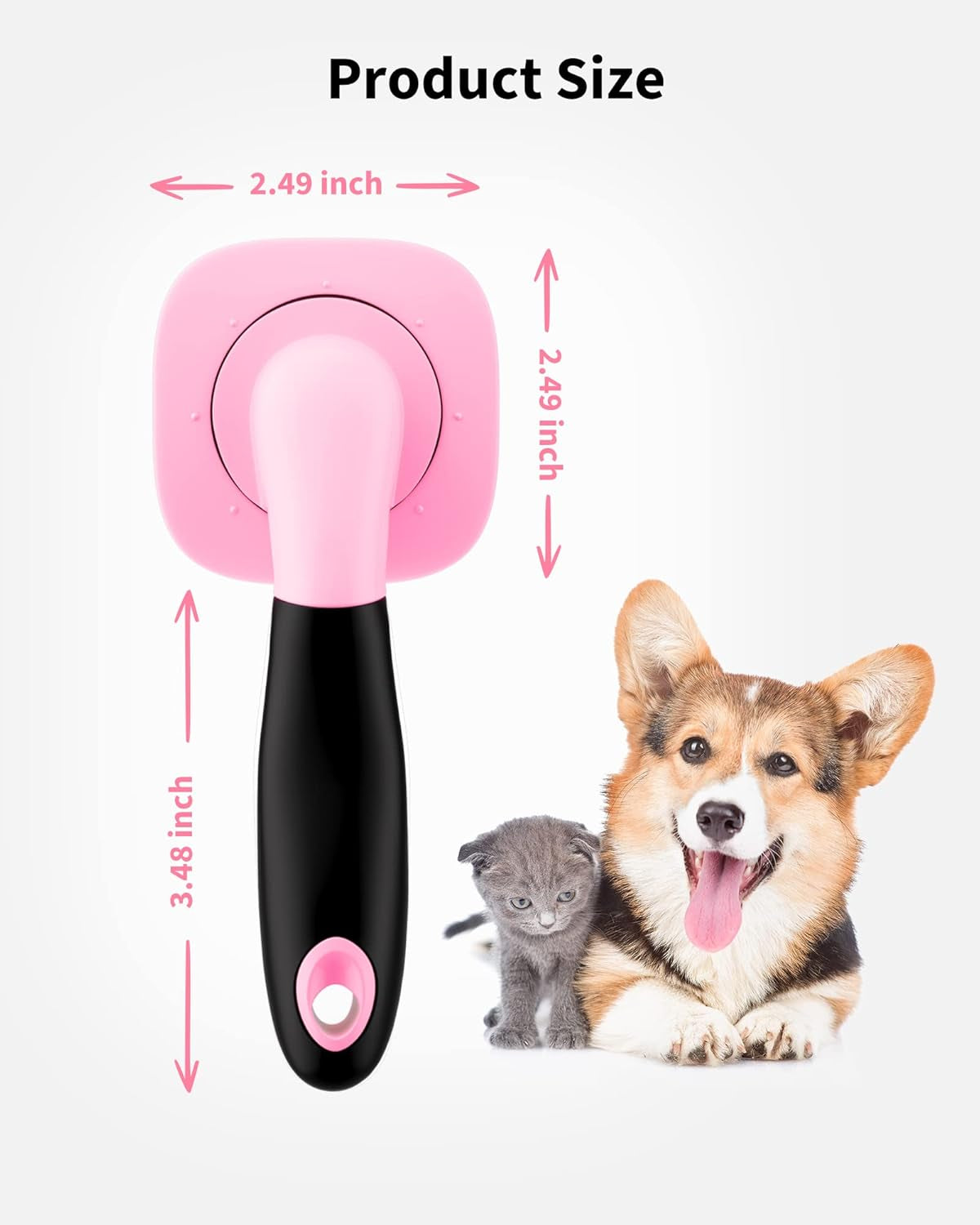 Professional Slicker Brush for Dogs and Cats - Shedding Tool (Pink)