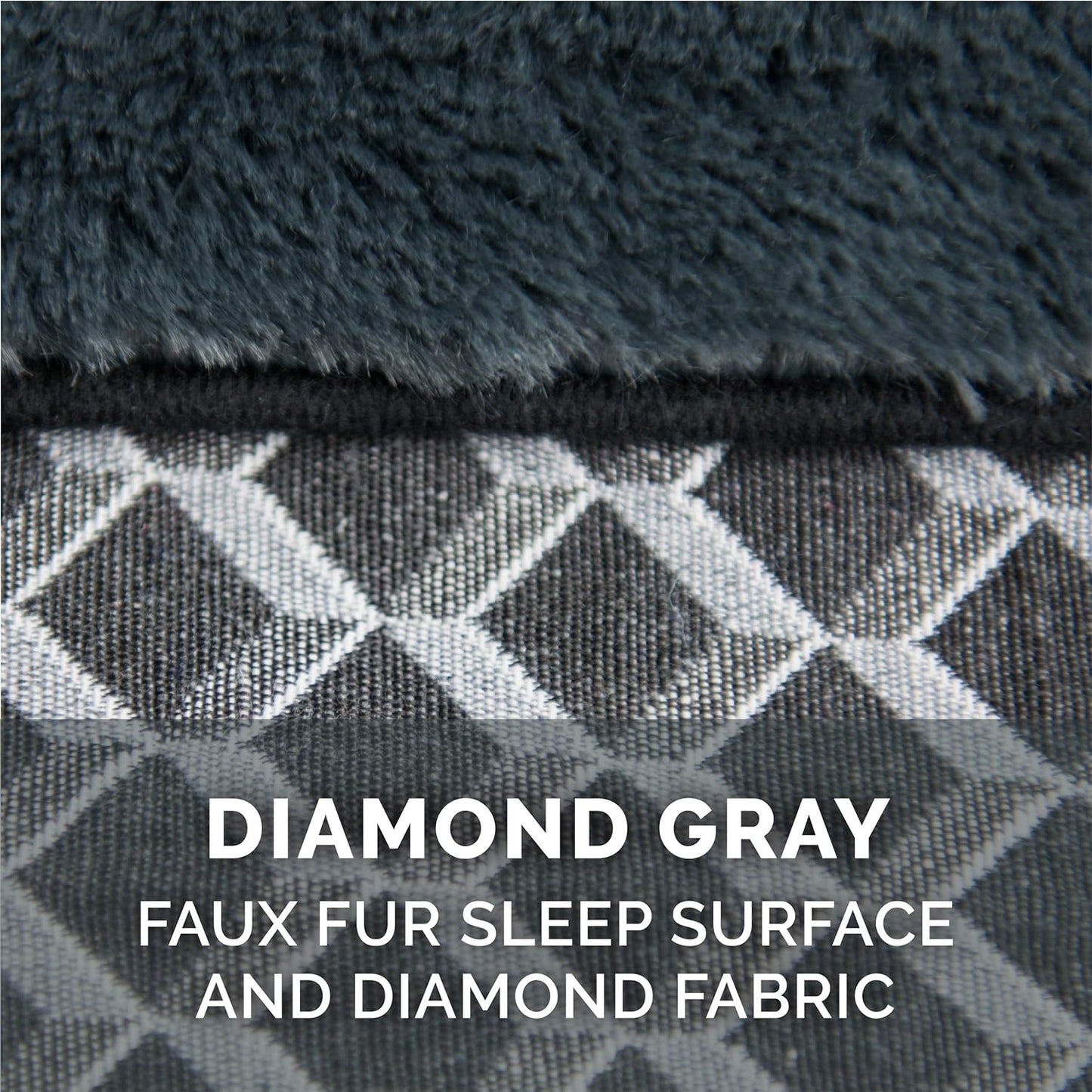 Comfy Couch Plush Dog Bed with Fiberfill Pillow - Small, Diamond Gray