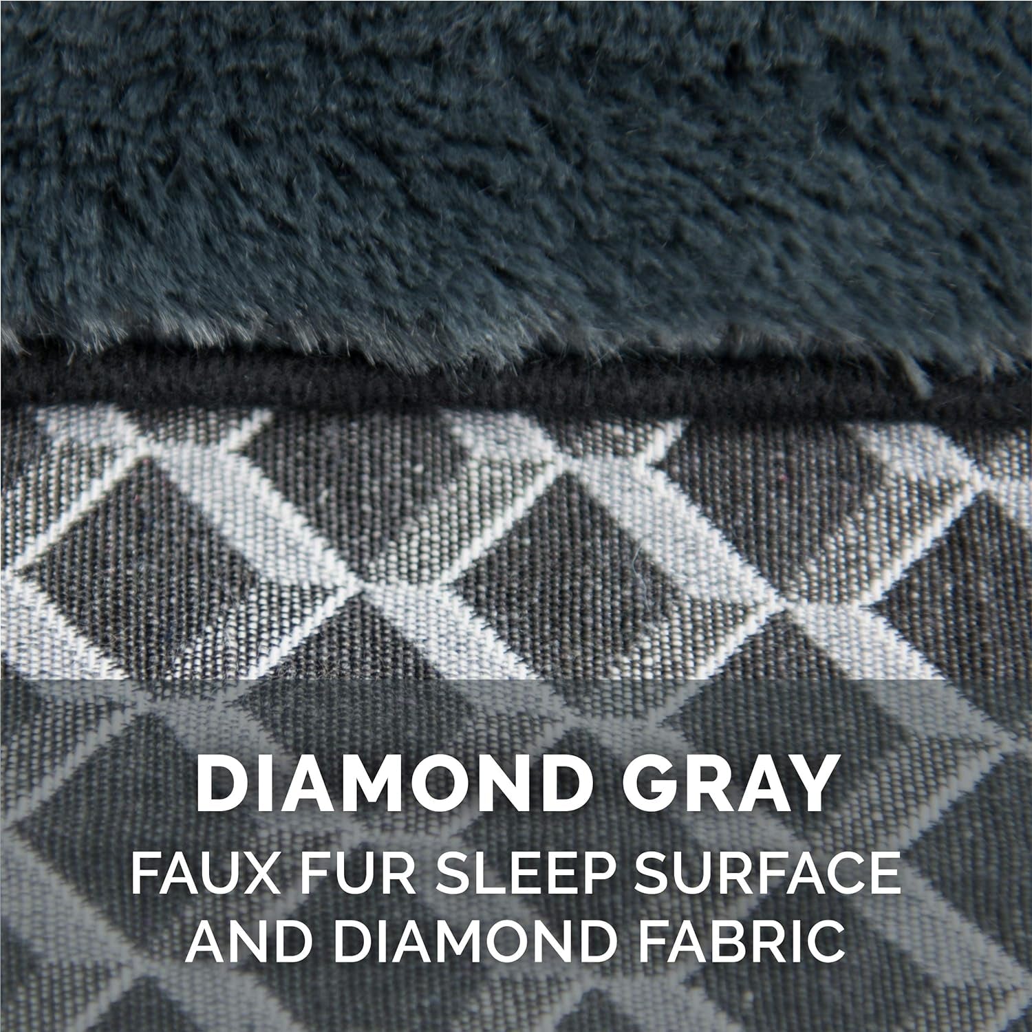 Comfy Couch Plush Dog Bed with Fiberfill Pillow - Small, Diamond Gray