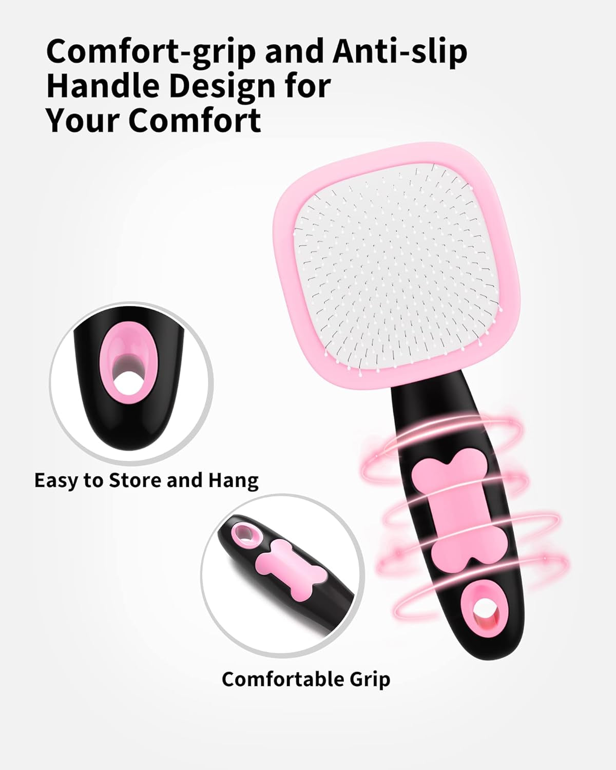Professional Slicker Brush for Dogs and Cats - Shedding Tool (Pink)