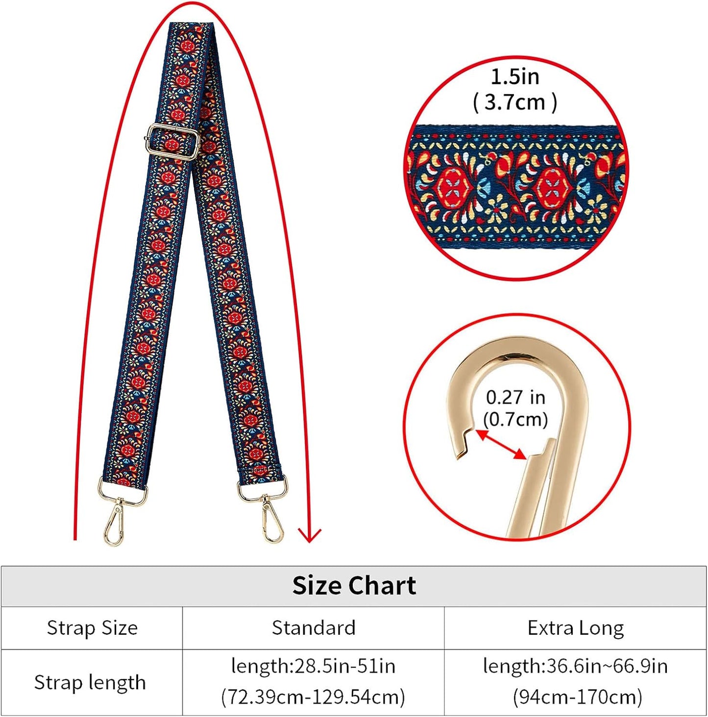 Adjustable Wide Shoulder Strap Replacement Belt for Crossbody Canvas Handbag