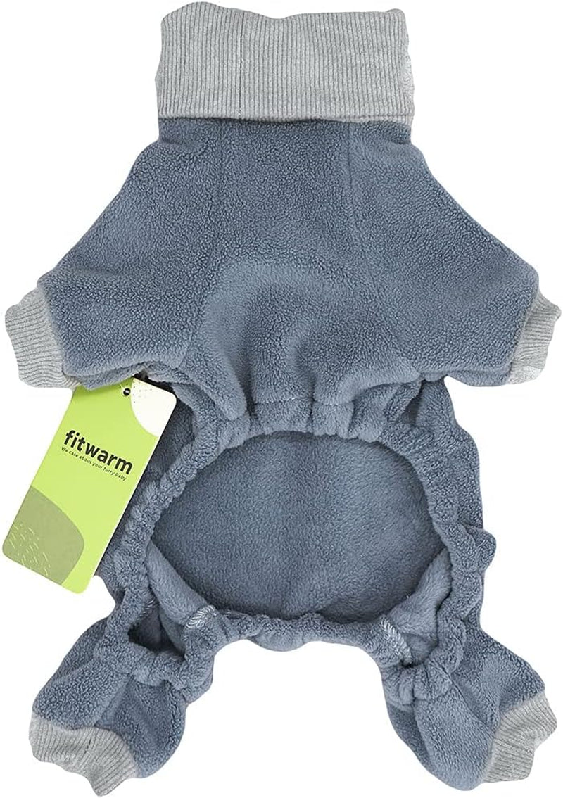 Embroidered Thermal Fleece Turtleneck Pajamas for Dogs and Cats - Blue, Small