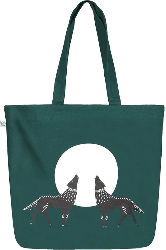 Women's Large Aesthetic Canvas Tote Bag with Zipper and Pocket for Yoga, Work, and Beach Use