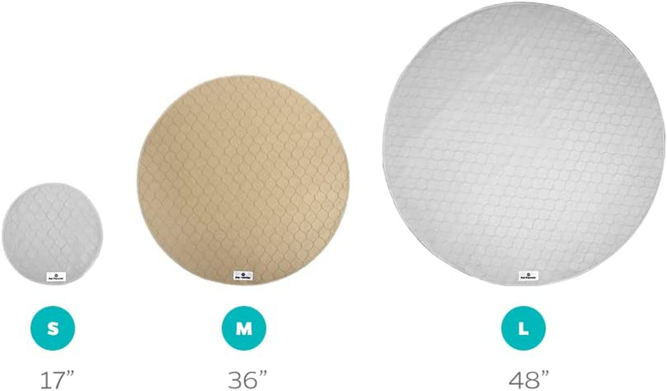 ® Pawtect® Washable Dog Pee Pads (2-Pack) - Premium Waterproof and Reusable Whelping Pads, Modern Design (Tan/Grey, 48" Round)