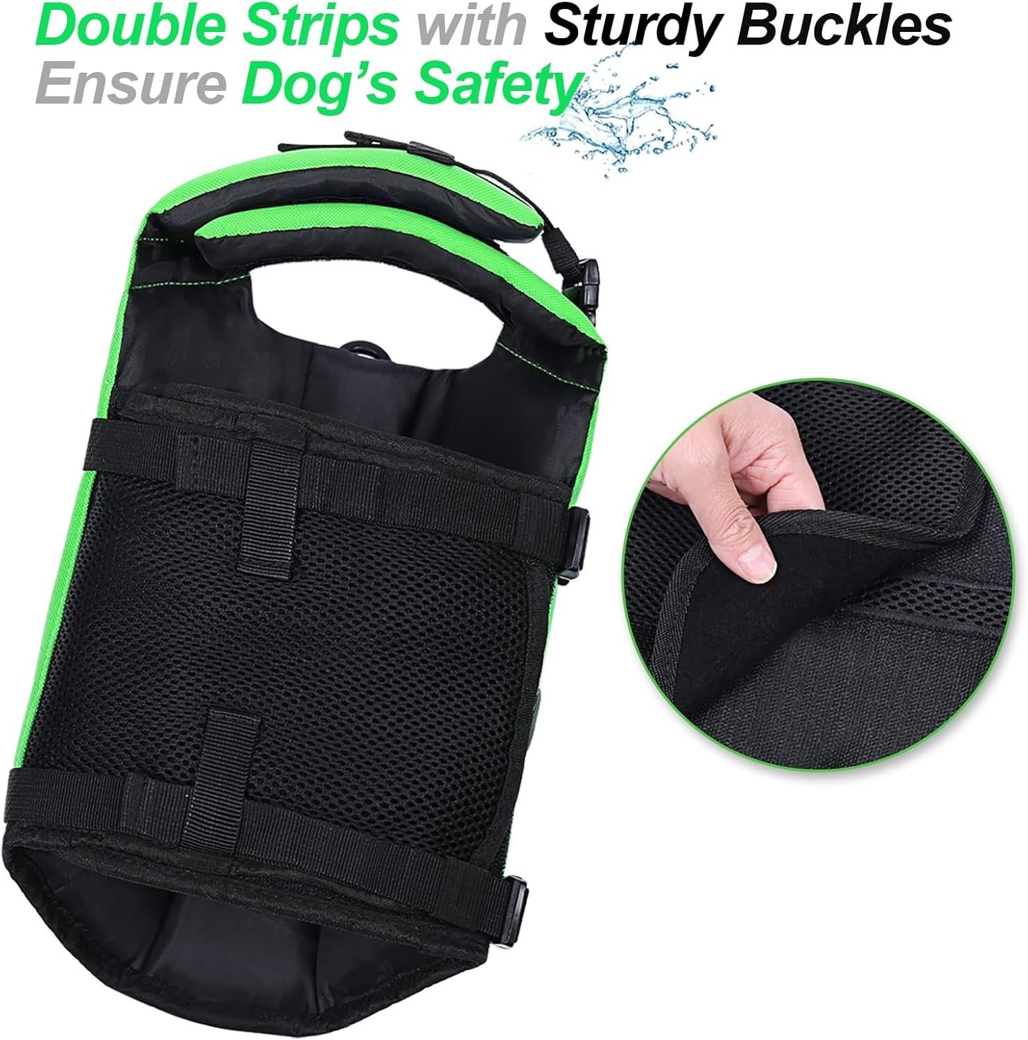 Front Float Dog Life Vest - Professional Swimming and Boating Jacket with Chin Float, Handle, Ripstop Material, and Enhanced Buoyancy for Puppies, Size Small, Bright Green