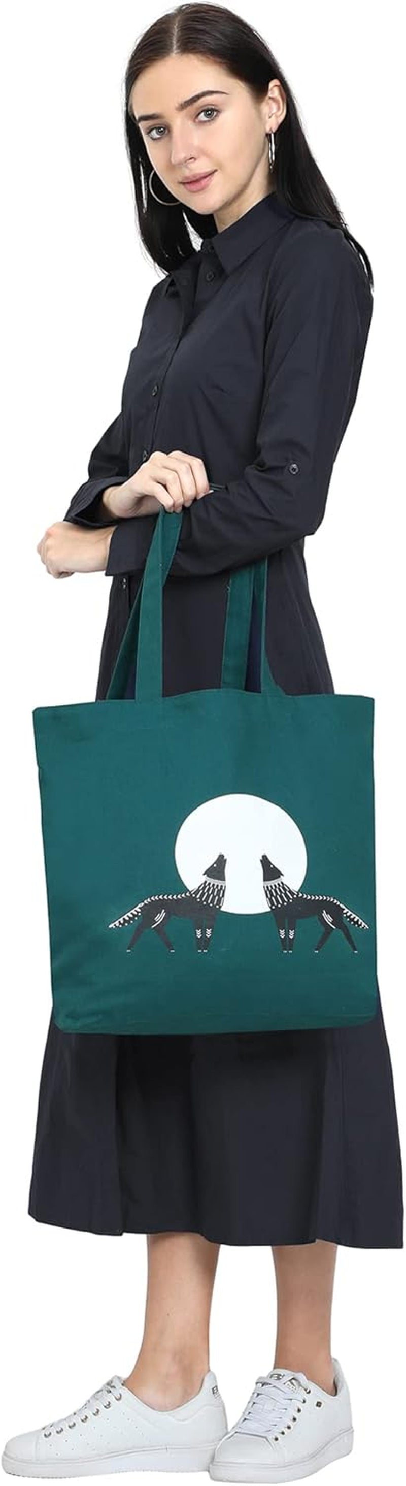 Women's Large Aesthetic Canvas Tote Bag with Zipper and Pocket for Yoga, Work, and Beach Use
