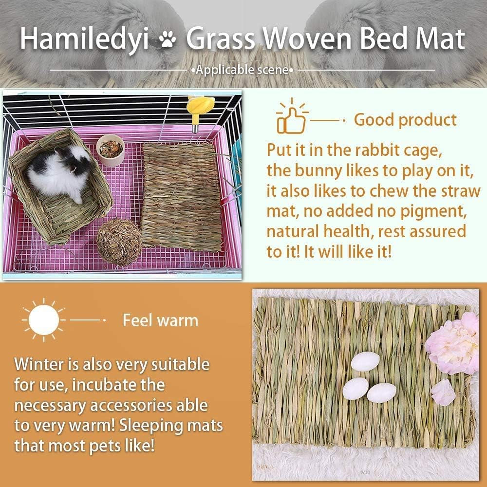 Grass Mat Set for Small Animals - 12PCS Woven Chew Toys and Bedding for Rabbits, Guinea Pigs, Chinchillas, Squirrels, Hamsters, Cats, and Dogs