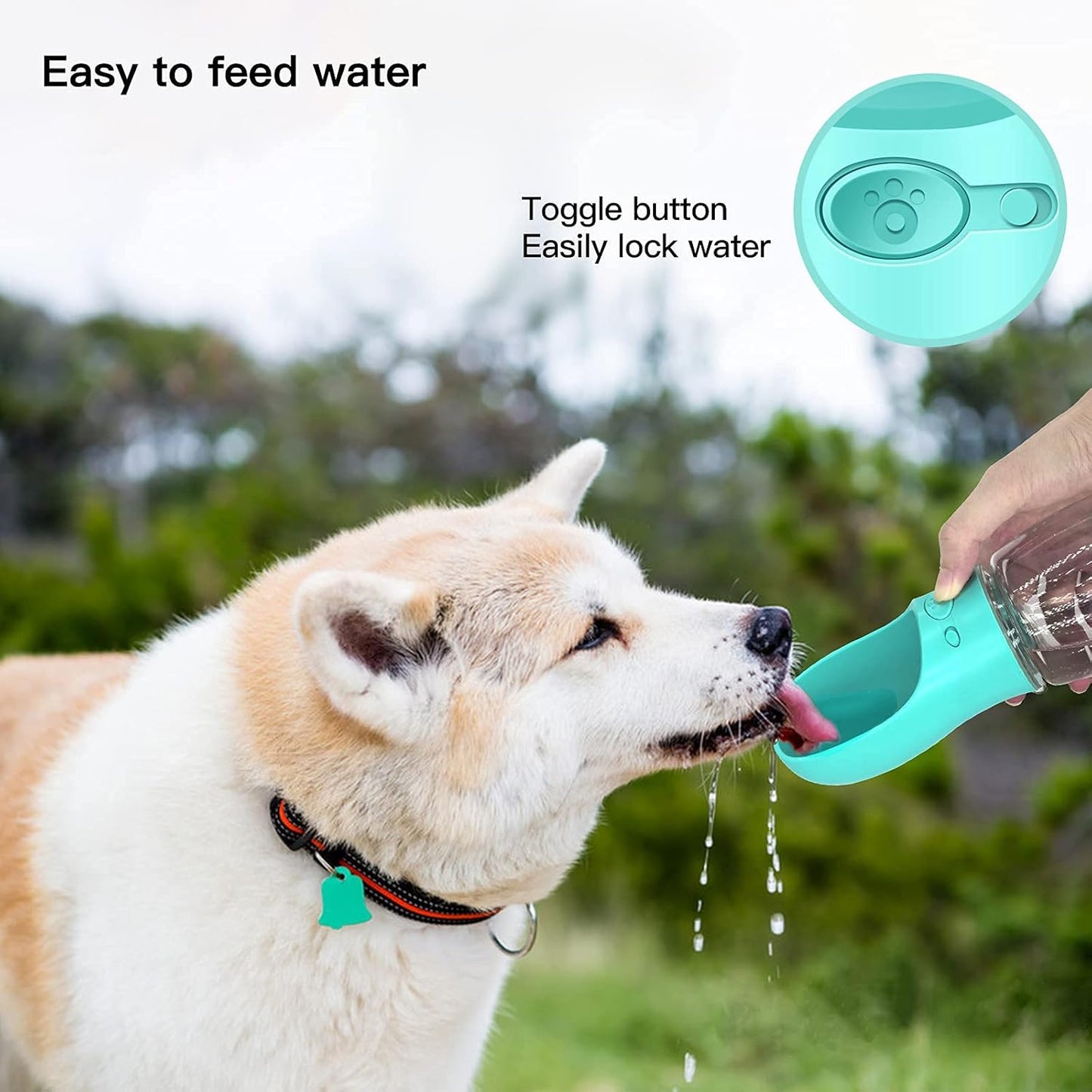 Portable Dog Water Bottle and Dispenser with Bowl - Food Grade Silicone, BPA Free, Ideal for Travel and Walking