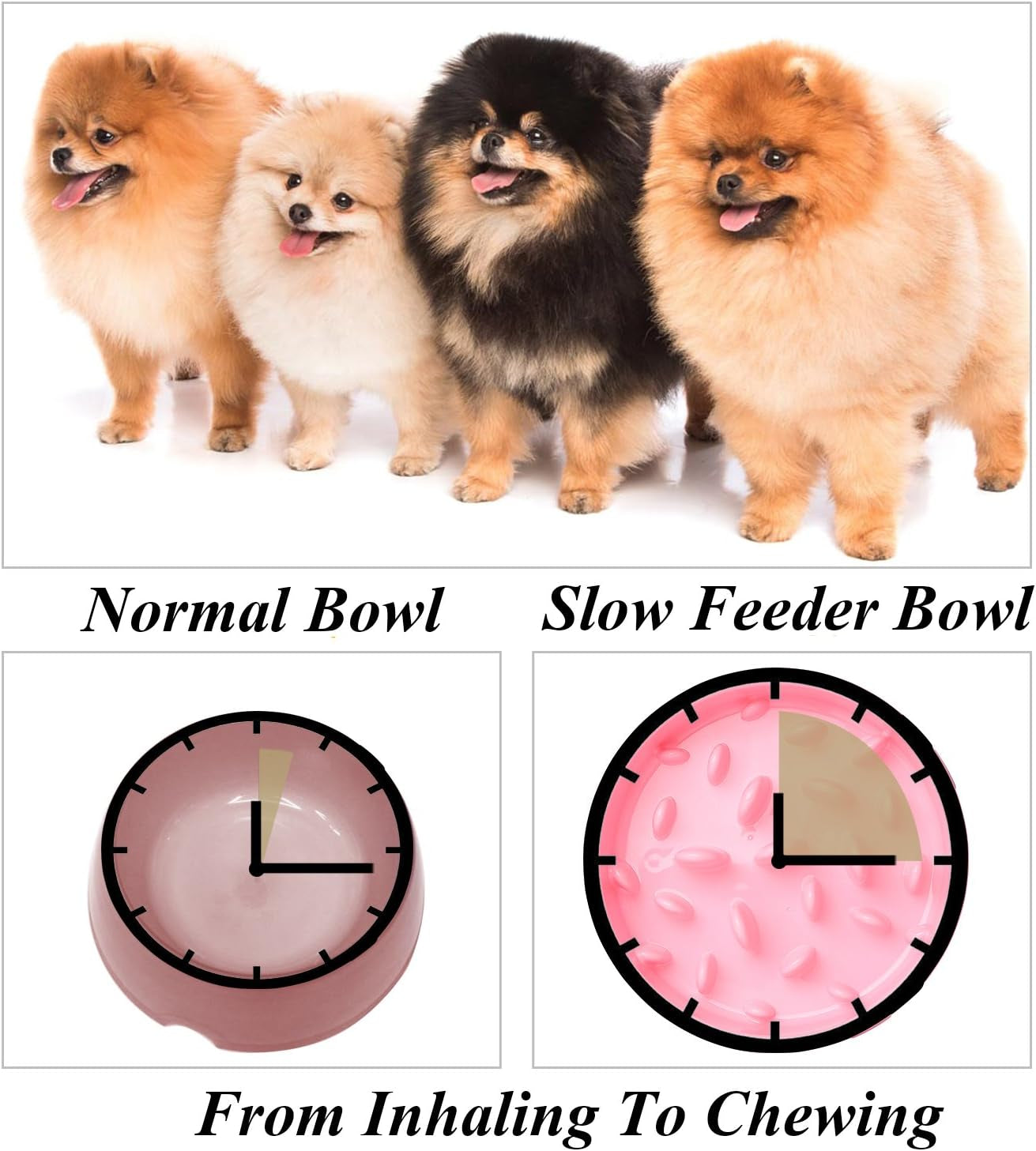 Eco-Friendly Slow Eating Dog Feeder Bowl - Non-Toxic, Choking Prevention Design for Healthy Eating (Size S-M, New Pink)
