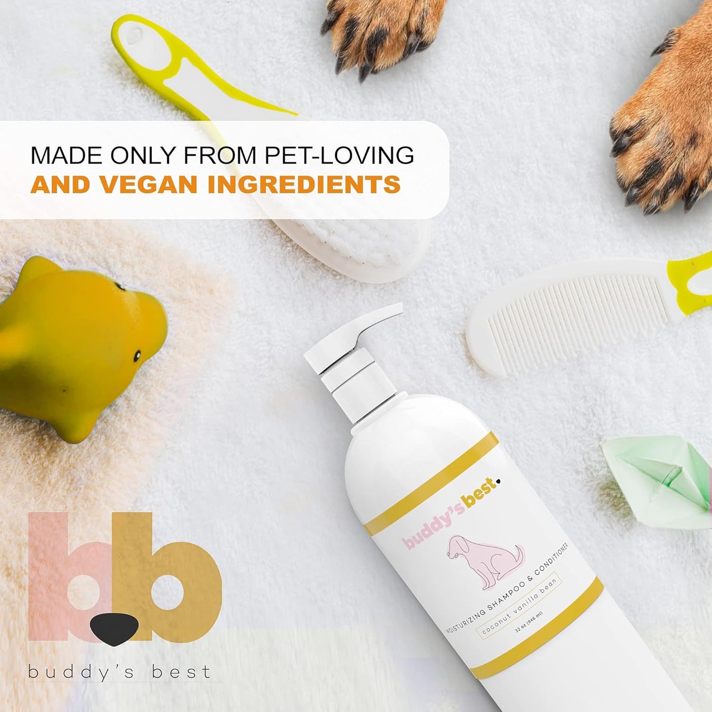 Oatmeal Dog Shampoo and Conditioner for Sensitive Skin - Moisturizing Puppy Wash with Coconut Vanilla Bean Scent, 32 Oz