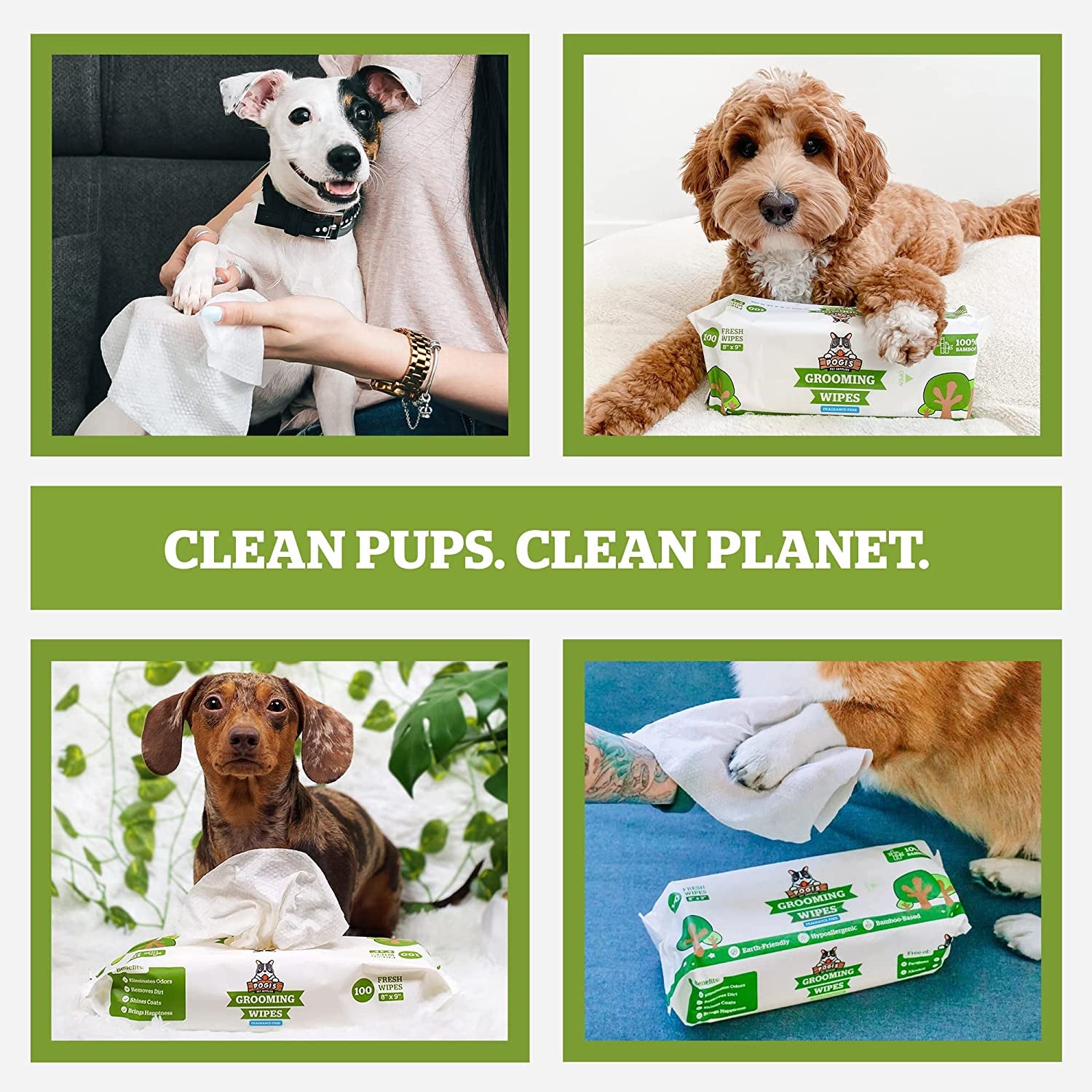 Pogi's Hypoallergenic Dog Grooming Wipes – 400-Count Fragrance-Free Wipes for Paws, Body, and Butt Cleaning and Hydration
