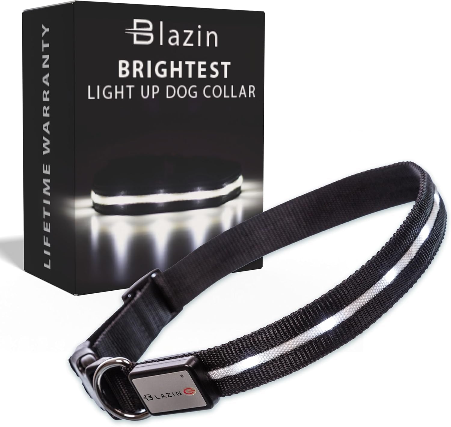 LED Dog Collar - Original USB Rechargeable, Waterproof Design with 1,000 Feet Visibility - Suitable for Small, Medium, and Large Dogs - US Brand