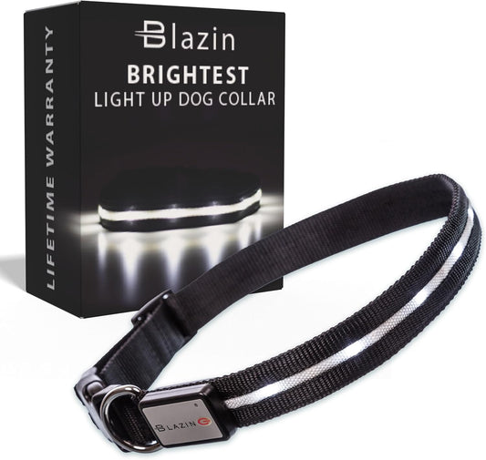LED Dog Collar - Original USB Rechargeable, Waterproof Design with 1,000 Feet Visibility - Suitable for Small, Medium, and Large Dogs - US Brand