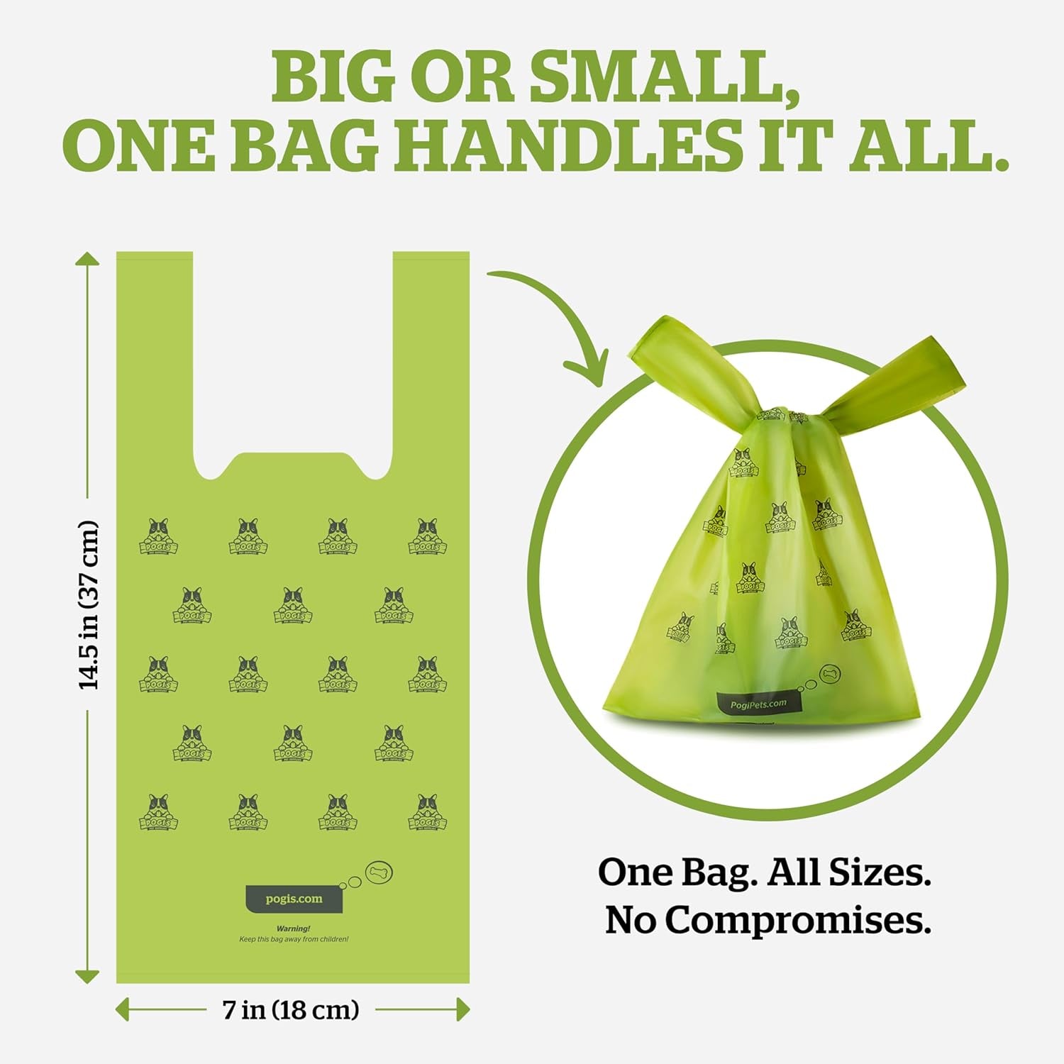 Pogi's Extra-Thick, Leak-Proof Dog Waste Bags with Handles – Unscented, Large, 900 Count